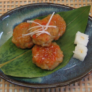 根菜の米粉だんごの照り焼き